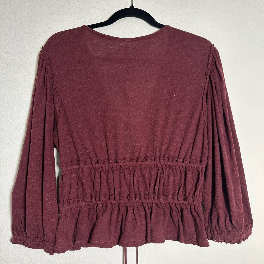 Free People Let’s Go Blouse in Red Bark size Medium NWT - Picture 10 of 11